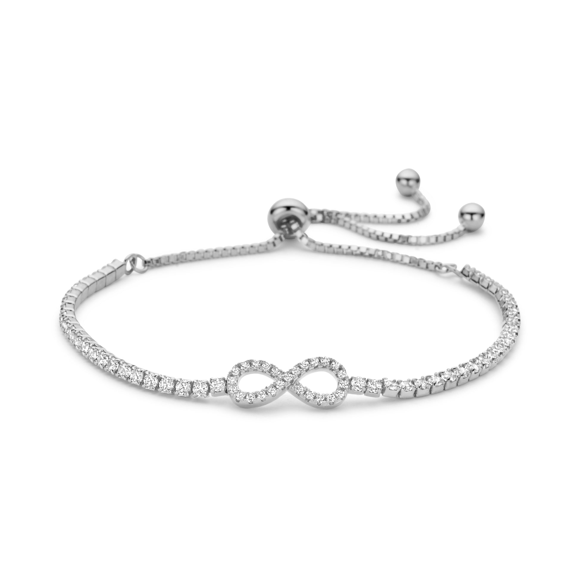 Verstellbares Silber-Armband mit weißem Zirkonia miaGemo