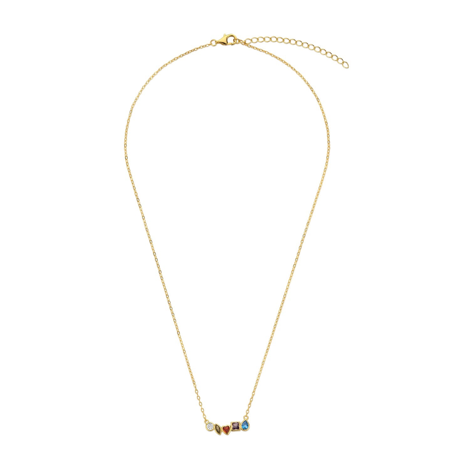 Vergoldete Silber-Halskette mit bunten Steinen miaGemo