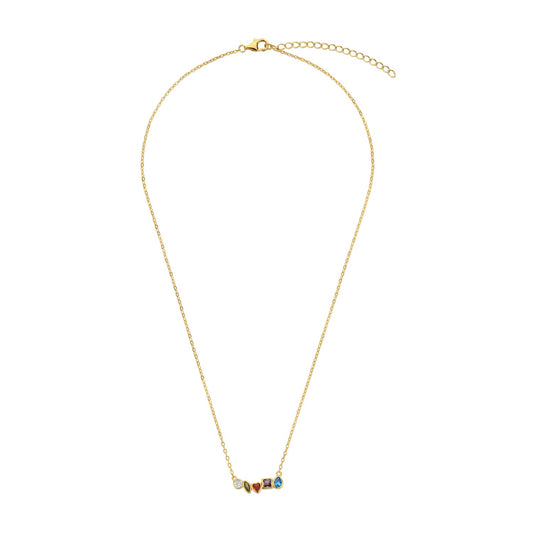 Vergoldete Silber-Halskette mit bunten Steinen miaGemo