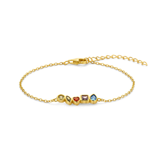 Vergoldetes Silber-Armband mit bunten Steinen miaGemo
