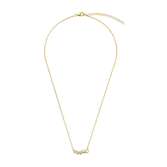 Vergoldete Silber-Halskette mit weißen Steinen miaGemo