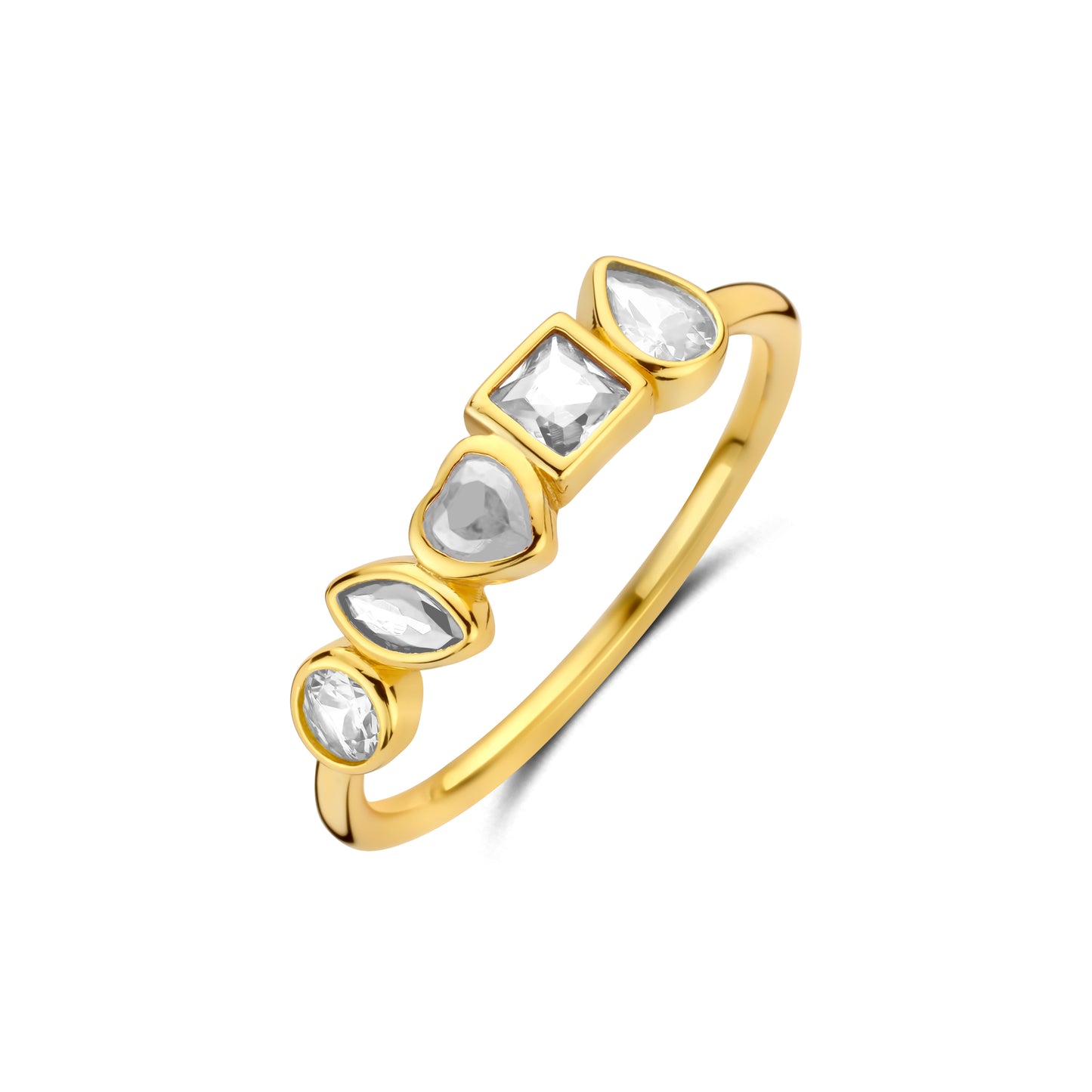 Vergoldeter Ring mit weißen Steinen miaGemo