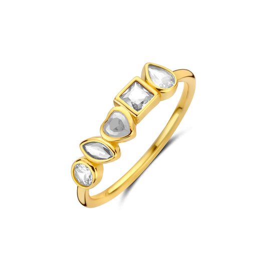 Vergoldeter Ring mit weißen Steinen miaGemo