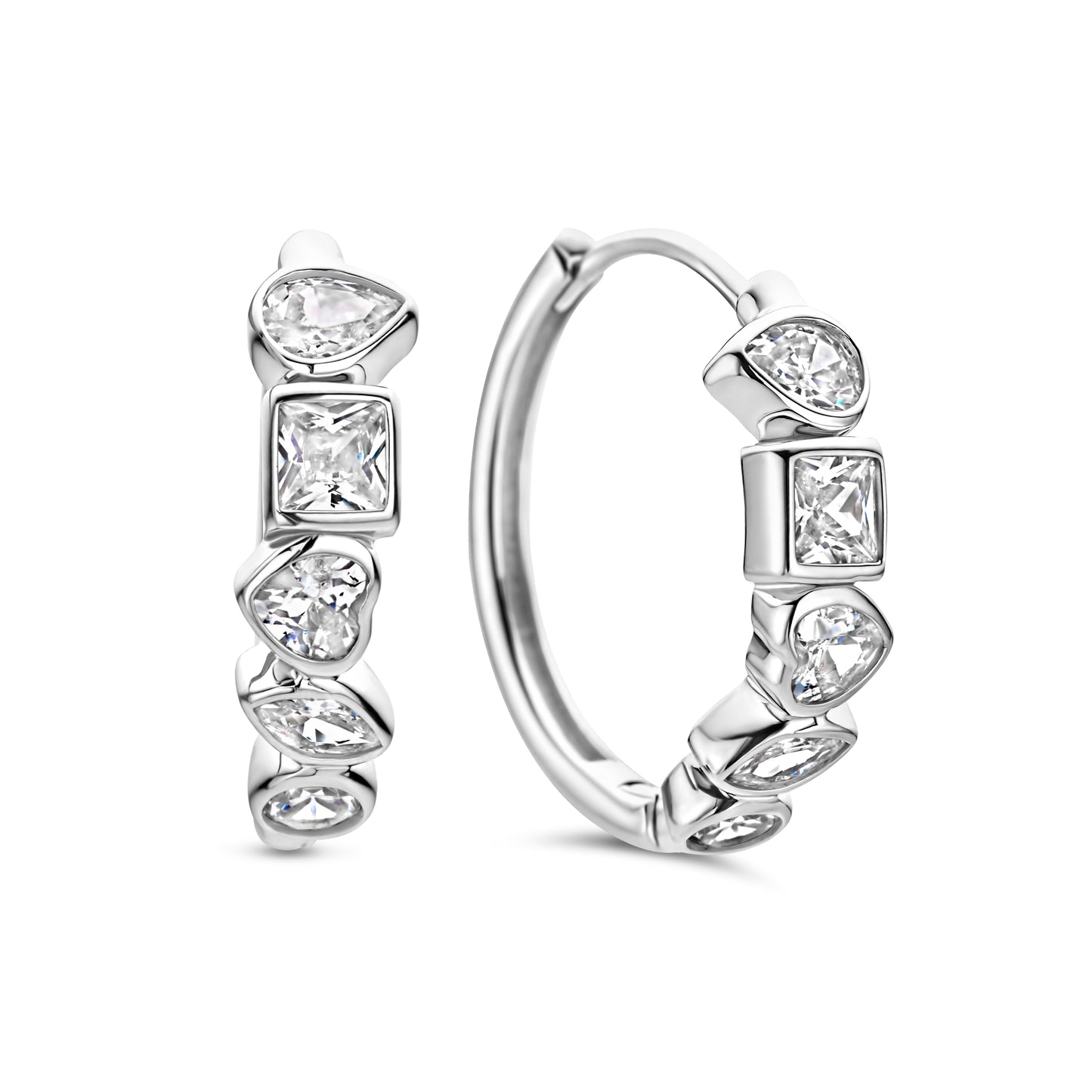 Rhodinierte Silber-Ohrringe mit weißem Zirkonia miaGemo