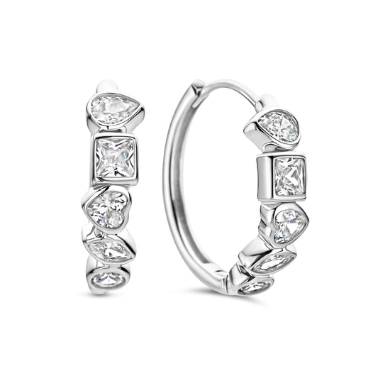 Rhodinierte Silber-Ohrringe mit weißem Zirkonia miaGemo
