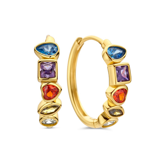 Vergoldete Silber-Ohrringe mit buntem Zirkonia miaGemo
