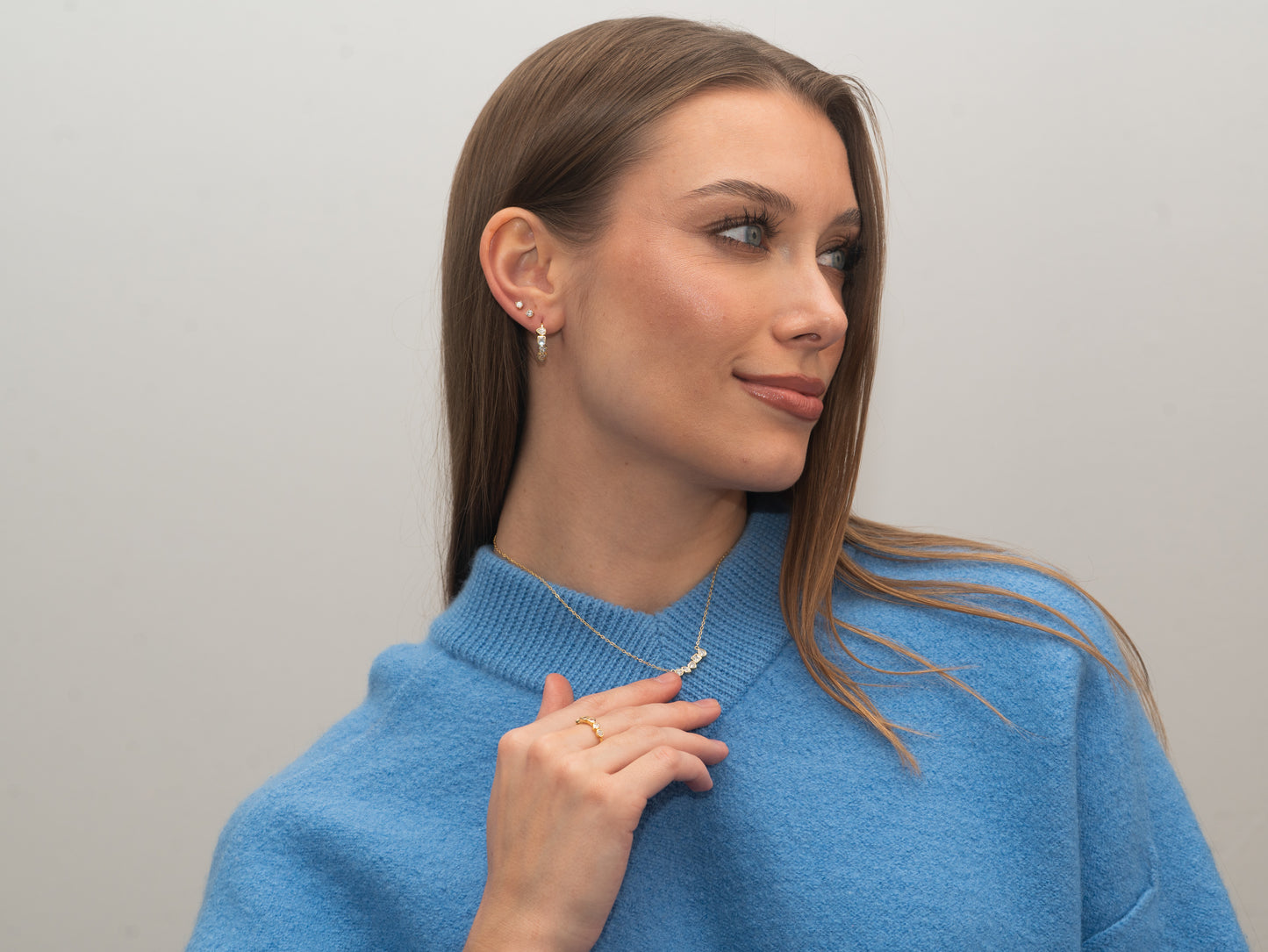 Vergoldete Silber-Ohrringe mit weißem Zirkonia miaGemo