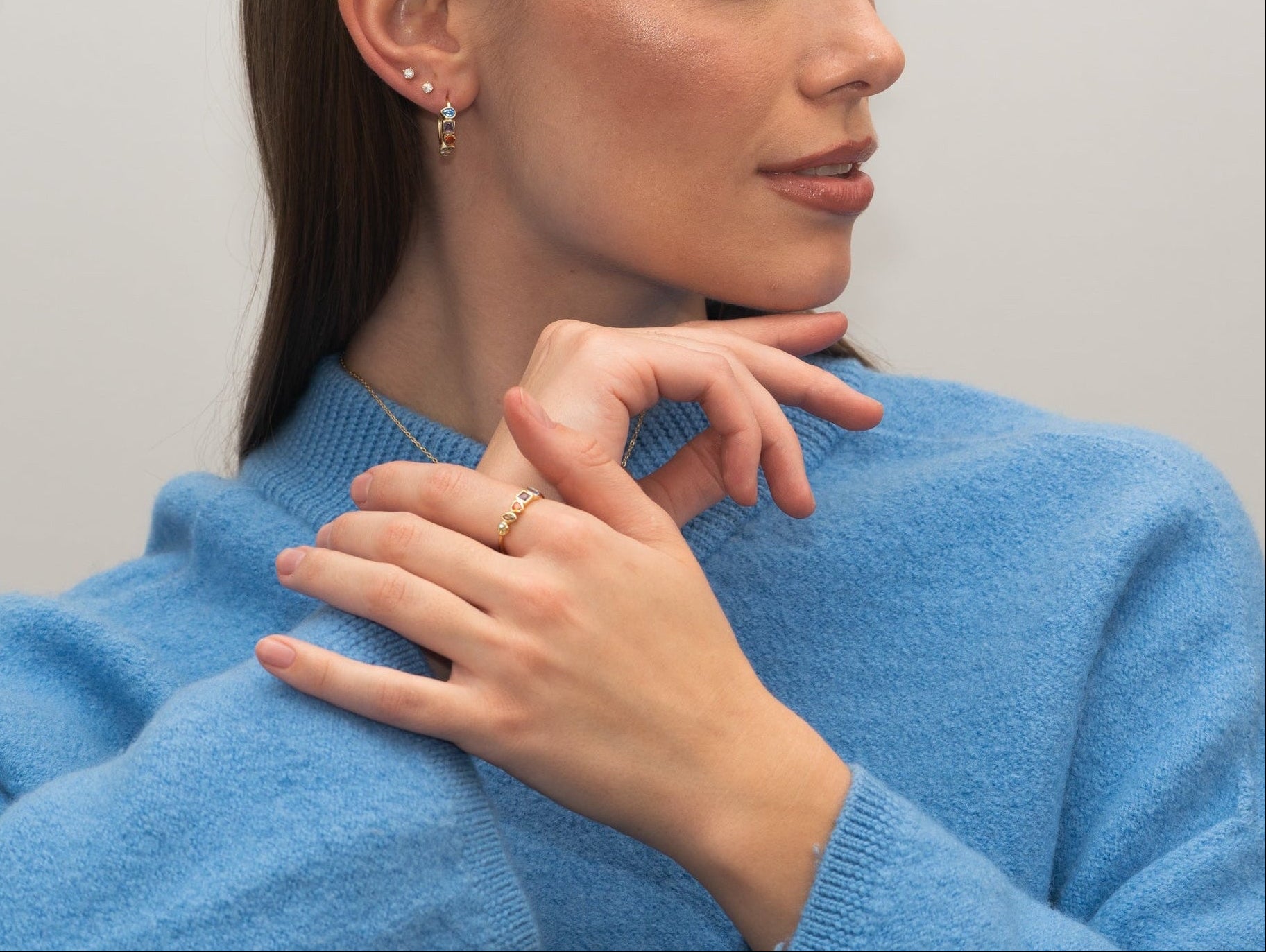 Vergoldete Silber-Ohrringe mit buntem Zirkonia miaGemo