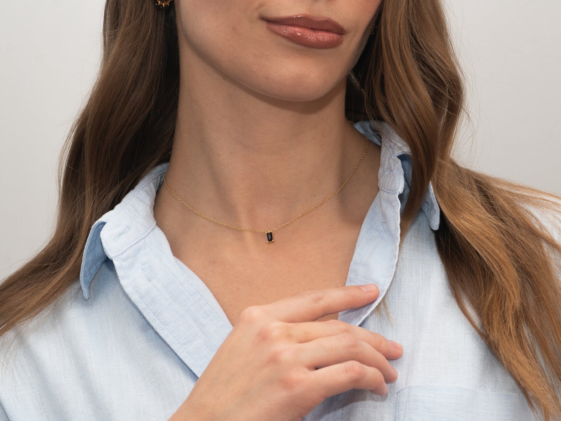 Silber-Halskette mit schwarzem Zirkonia - vergoldet miaGemo