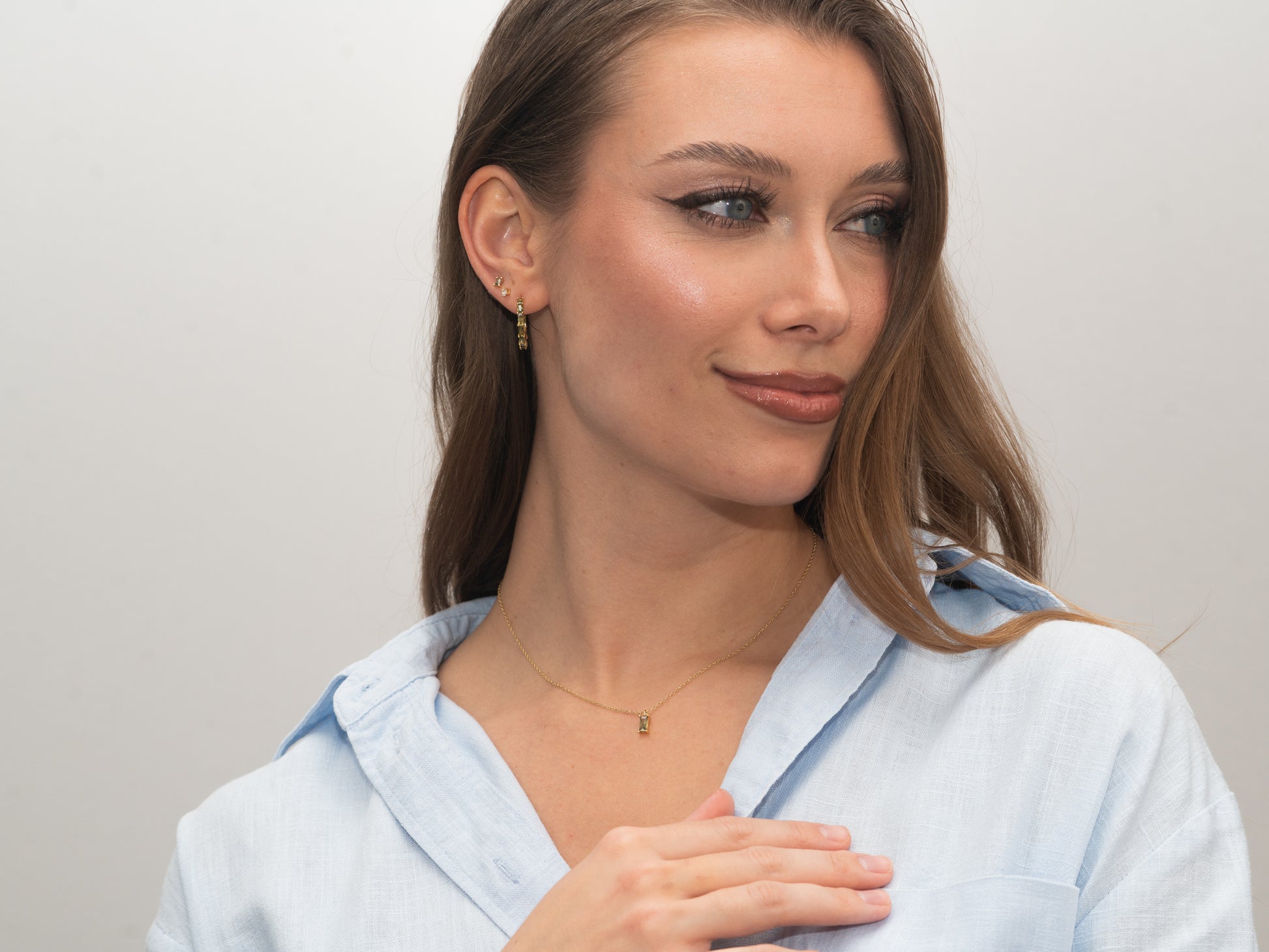 Silber-Halskette mit olivgrünem Zirkonia - vergoldet miaGemo