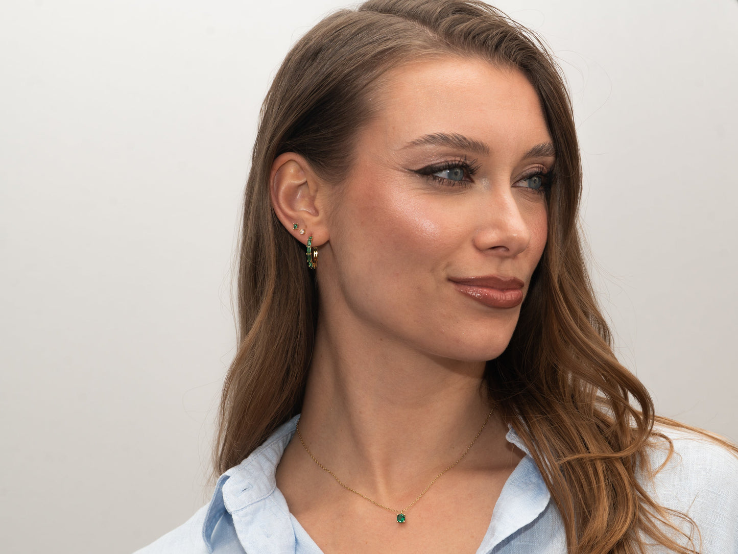 Silber-Halskette mit smaragdgrünem Stein - vergoldet miaGemo