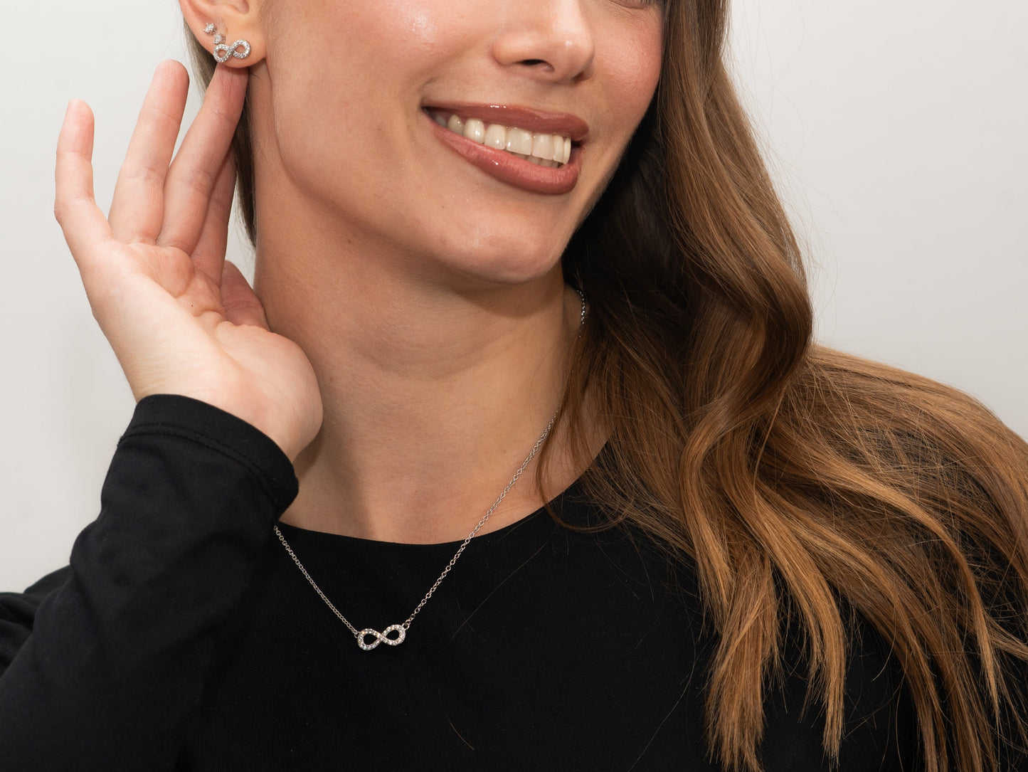 Silberkette Infinity mit Zirkonia | Rhodiniert und Hochglanzpoliert miaGemo