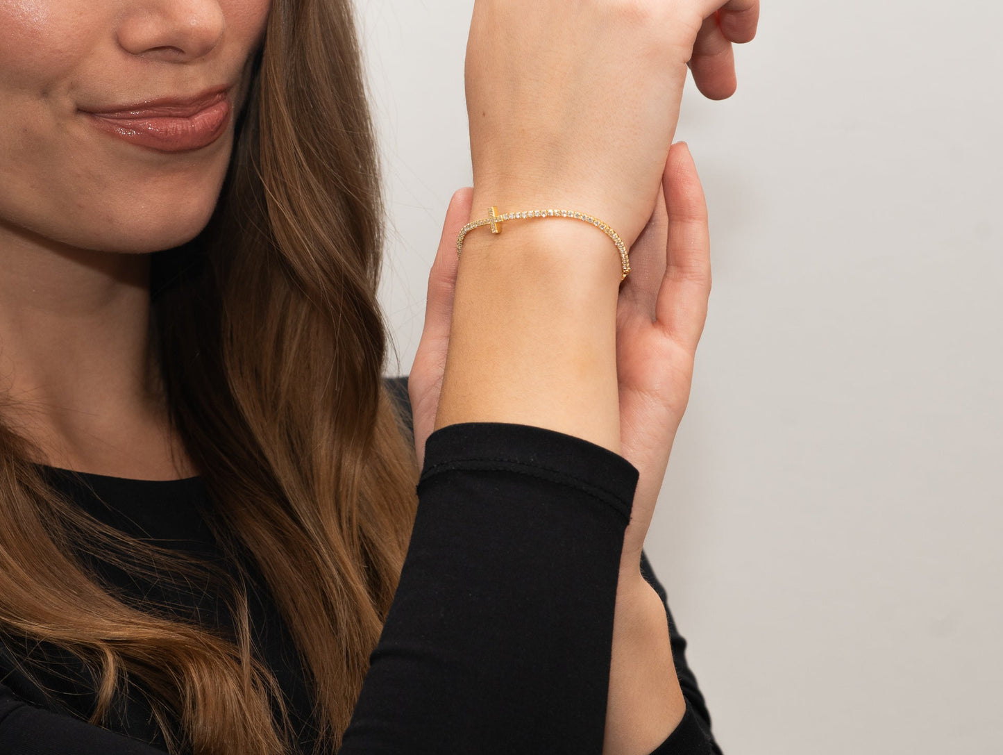 Verstellbares Silber-Armband mit weißem Zirkonia - vergoldet miaGemo