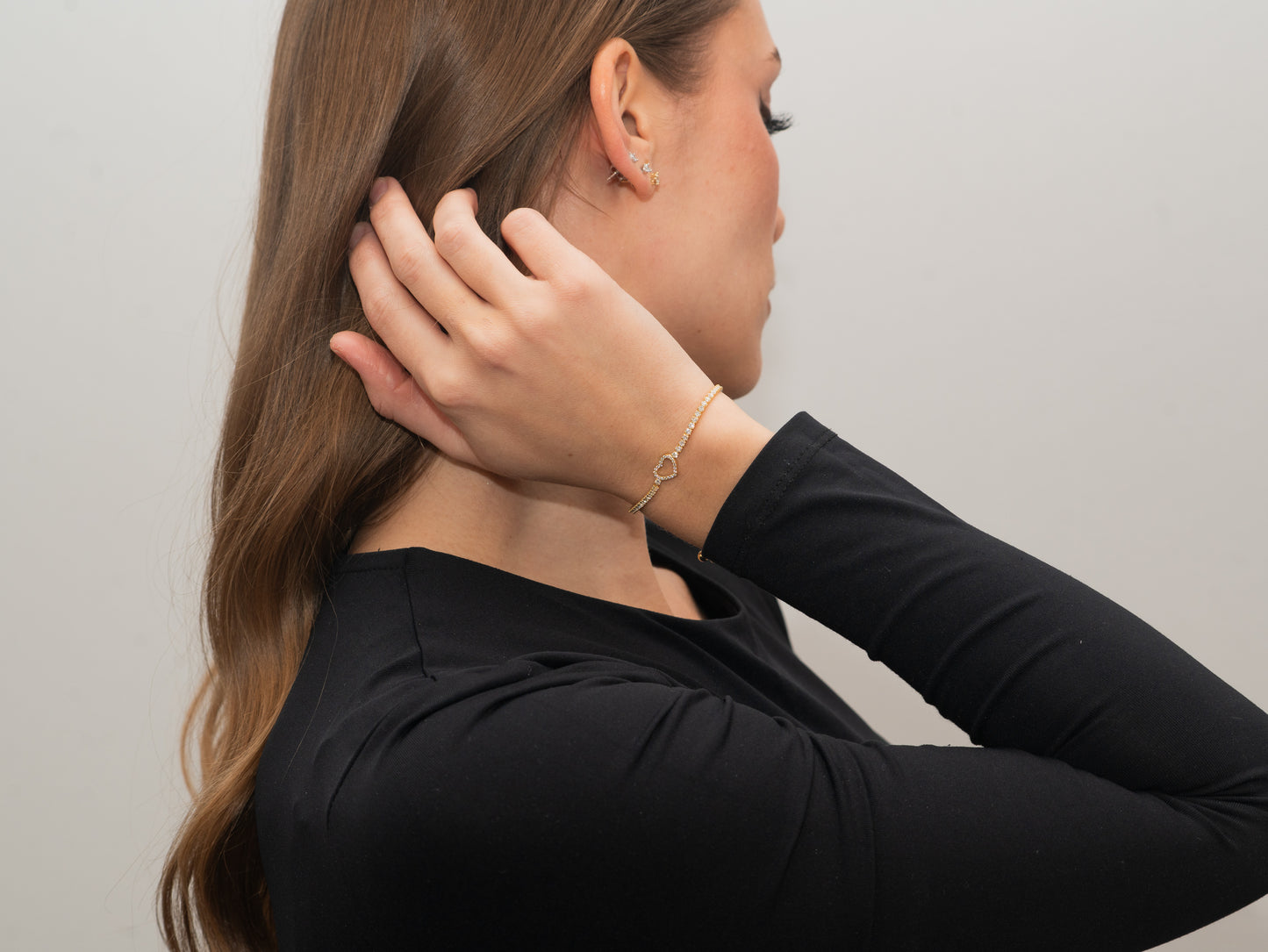 Verstellbares Silber-Armband mit weißem Zirkonia - vergoldet miaGemo