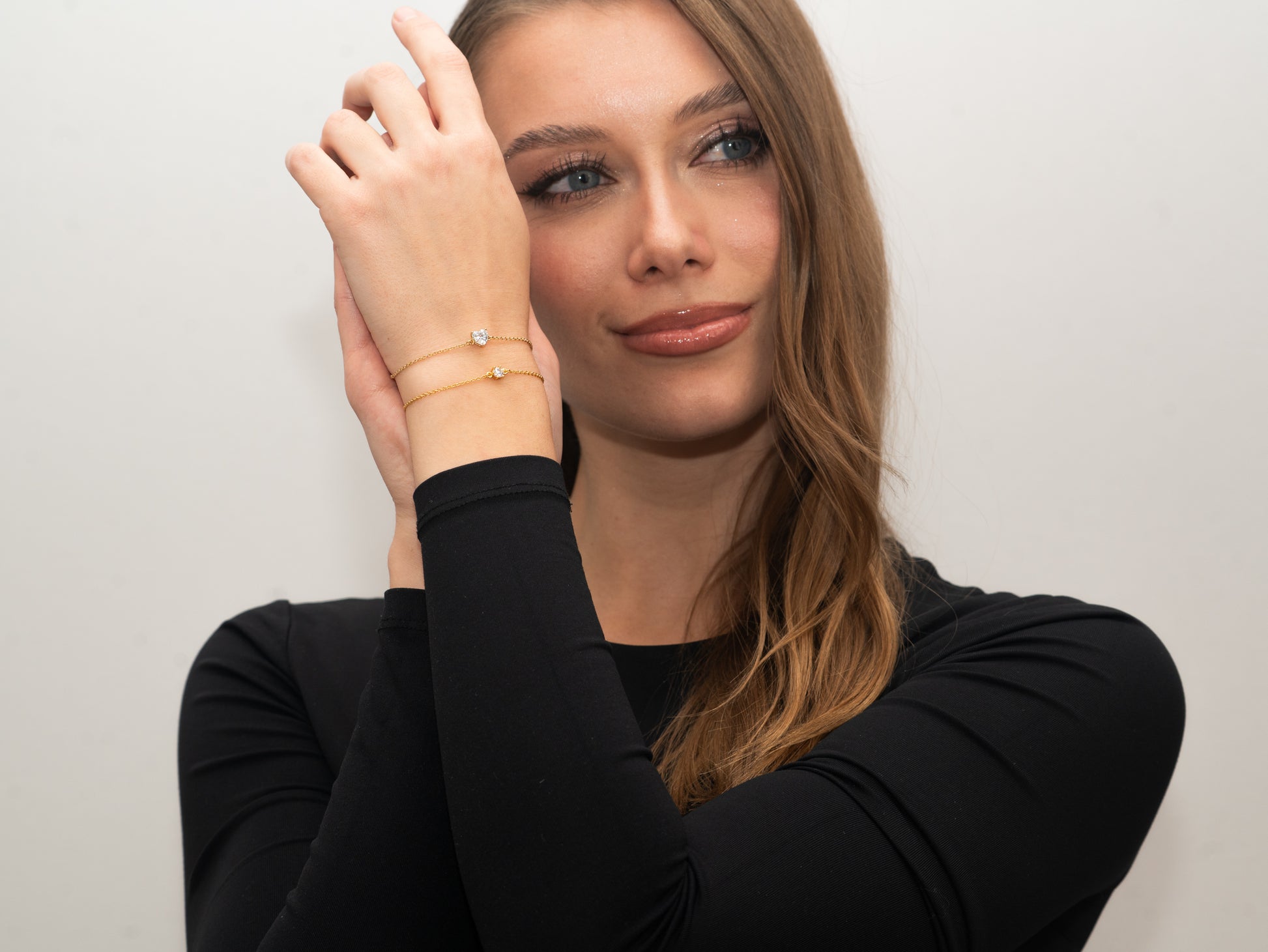 Silber-Armband mit herzförmigem Zirkonia - vergoldet miaGemo