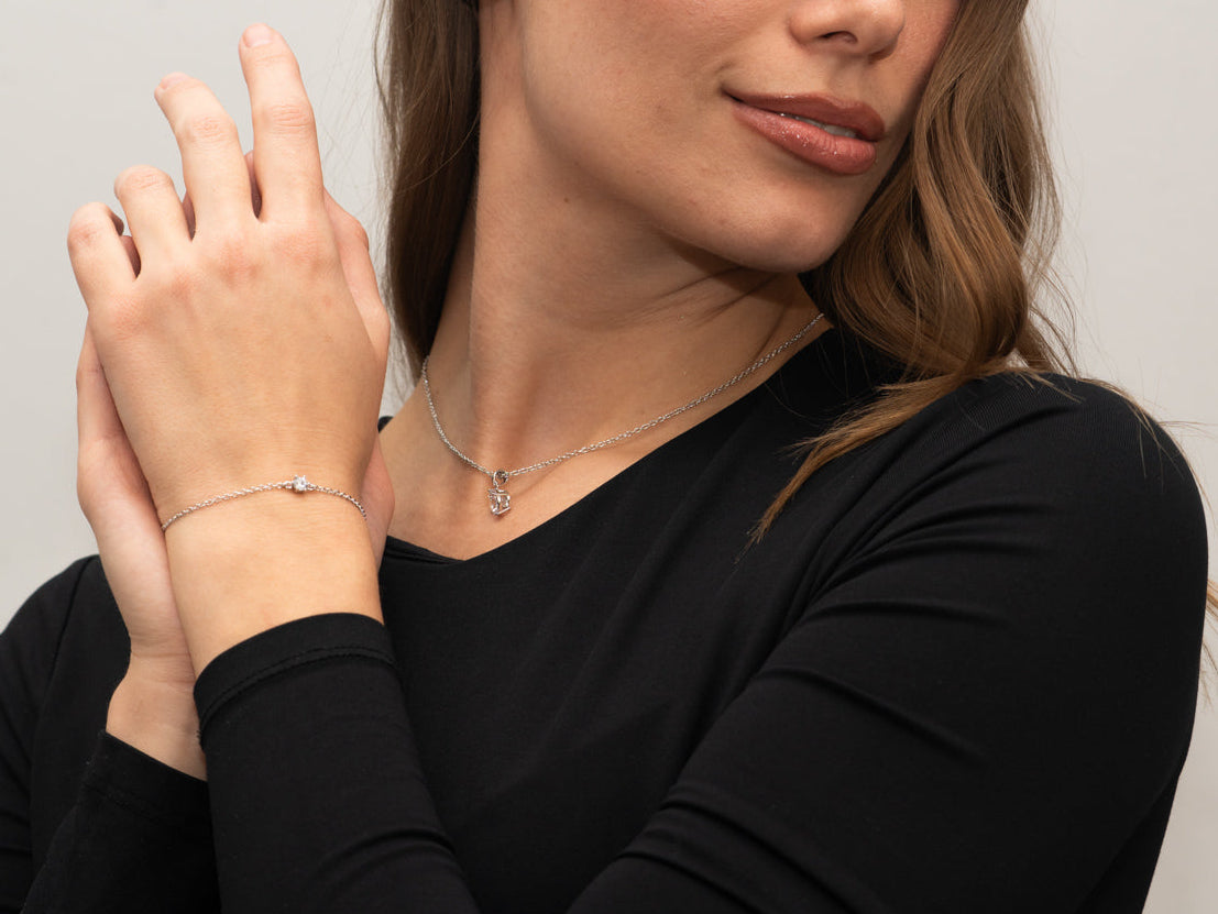 Silber-Armband mit rundem weißem Zirkonia miaGemo