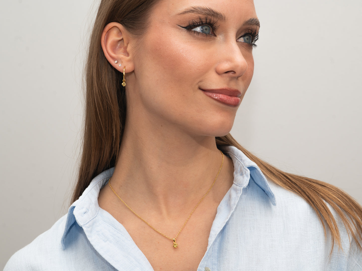 Silber-Halskette 40 + 5 cm mit gelbem Zirkonia (5 mm) miaGemo