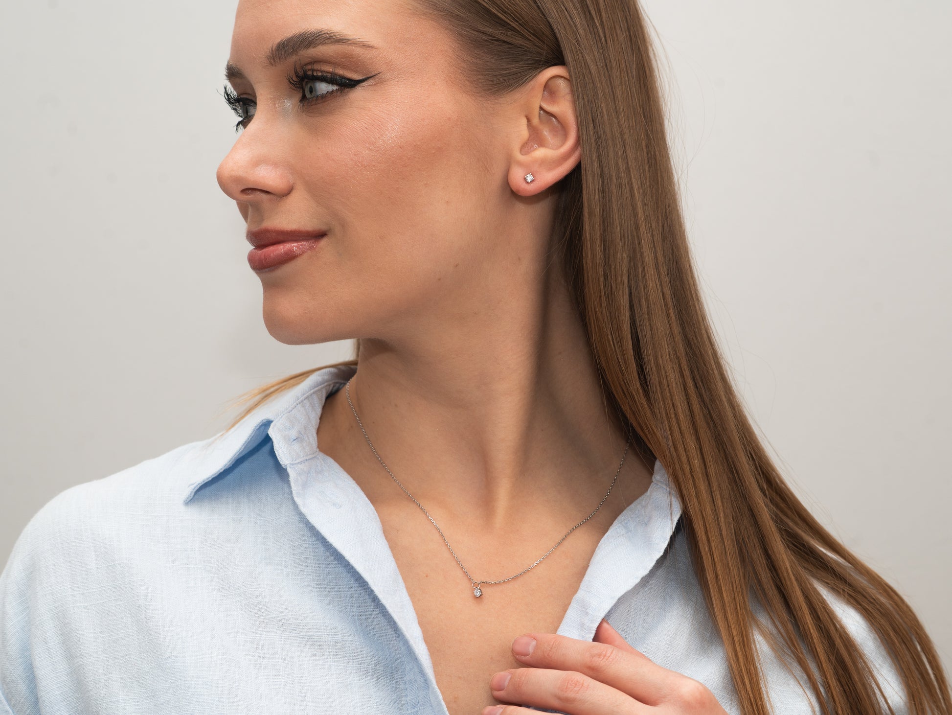 Silber-Halskette mit rundem weißem Zirkonia, 3,5 mm miaGemo