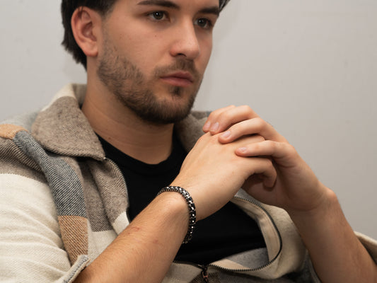 Black Steel Chain Armband in Schwarz und Silber miaGemo