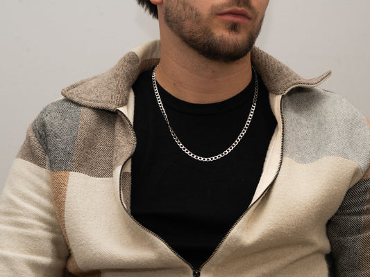 Classic Silver Curb Chain Halskette in Silber-Optik miaGemo