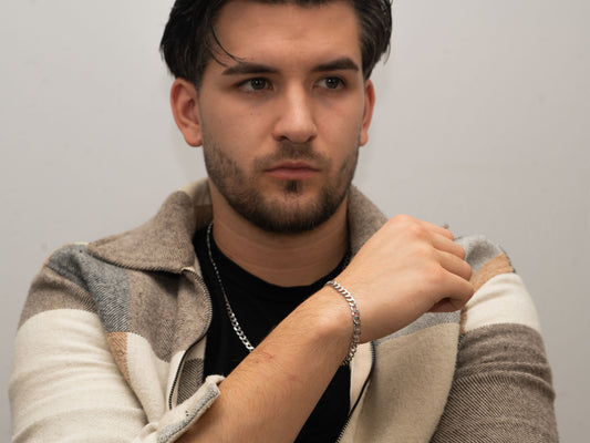 Classic Silver Set Panzerkette und Armband in Silber-Optik miaGemo